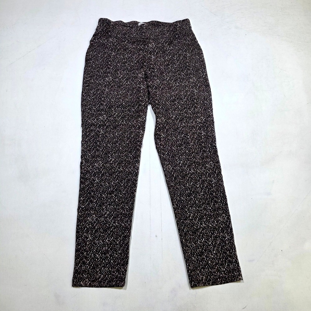 Van Heusen Pants Women 8 Brown Black White Textured Stretch Straight Leg Office